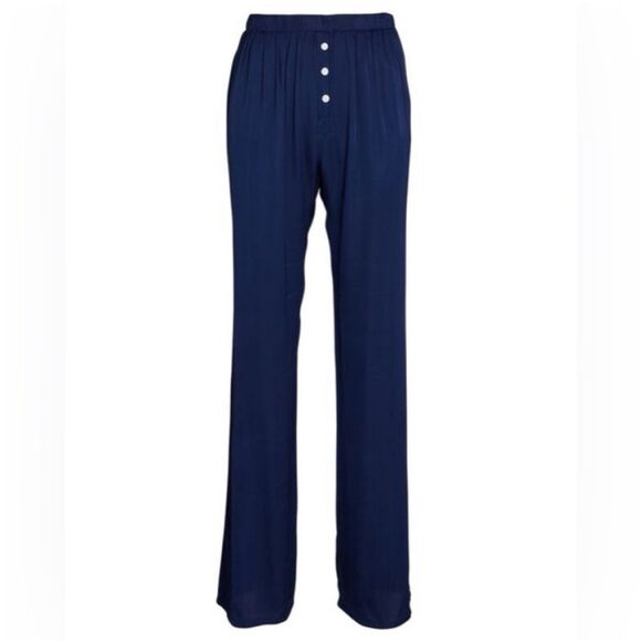 DONNI. Silky Flared Pants in Navy Blue XS NWT - Picture 2 of 13